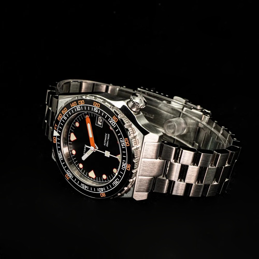 Seestern Vintage Sub 600T Black Ceramic 40mm Automatic Men's Diver Watch WR200 - Click Image to Close