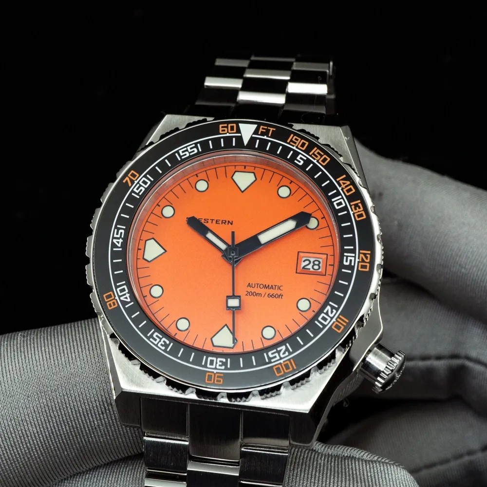 Seestern Vintage Sub 600T Orange Ceramic 40mm Automatic Men's Diver Watch NH35A WR200 - Click Image to Close