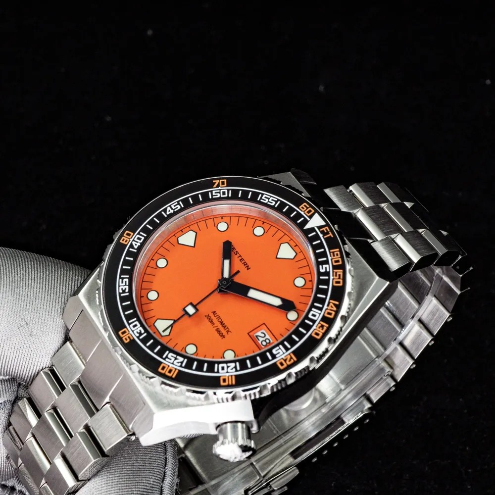 Seestern Vintage Sub 600T Orange Ceramic 40mm Automatic Men's Diver Watch NH35A WR200 - Click Image to Close