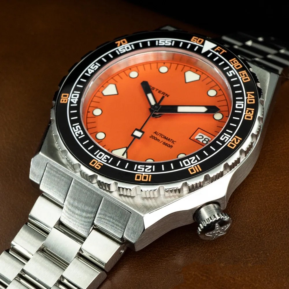 Seestern Vintage Sub 600T Orange Ceramic 40mm Automatic Men's Diver Watch NH35A WR200 - Click Image to Close