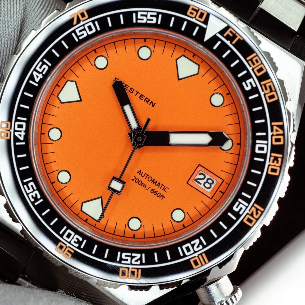 Seestern Vintage Sub 600T Orange Ceramic 40mm Automatic Men's Diver Watch NH35A WR200 - Click Image to Close