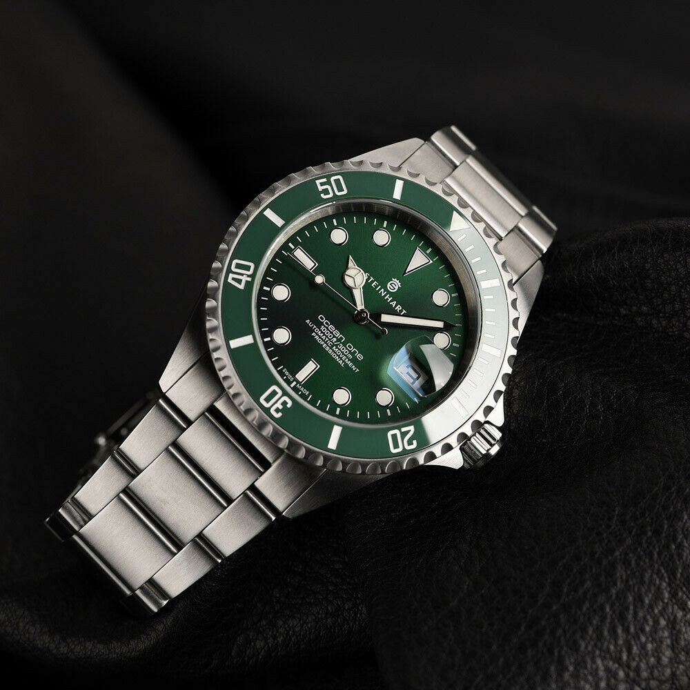 Steinhart Ocean One Green Ceramic 42mm Swiss Automatic Diver Watch 103-1063 - Click Image to Close