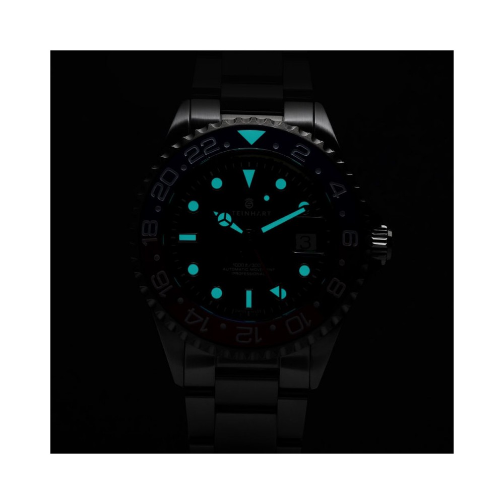 Steinhart Ocean ONE Blue Red Swiss 42mm Men's Diver Watch 103-1099 Pepsi - Click Image to Close