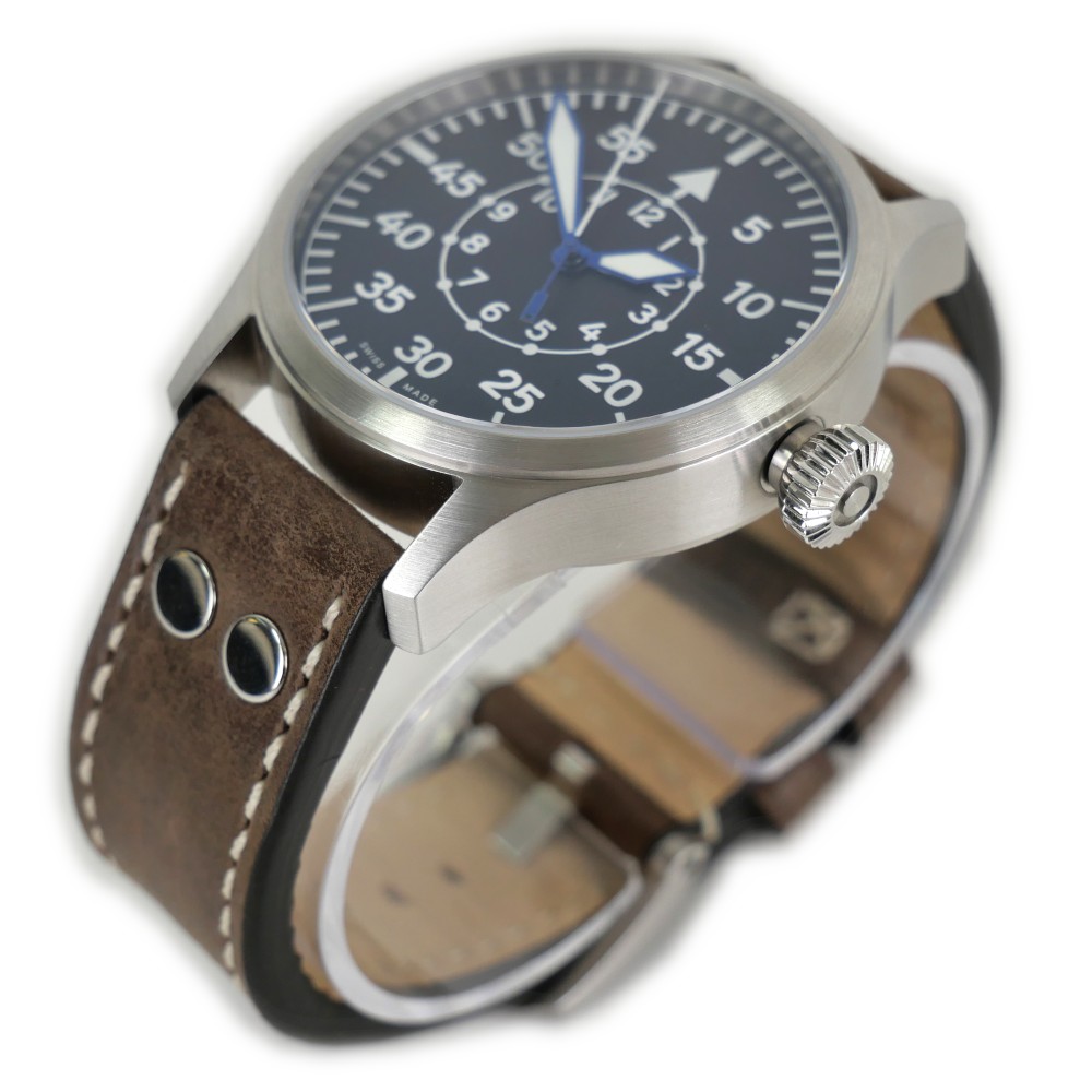 Steinhart Nav B-Uhr 44mm B-Muster Automatic Men's Watch Black Dial Brown Strap 107-0342
