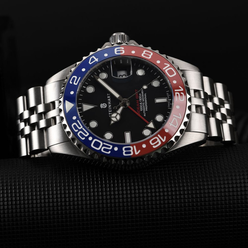 Steinhart Ocean 39 GMT.2 BLUE-RED Ceramic Men's Diver Watch Blue-Red Bezel/Black Dial 103-1061