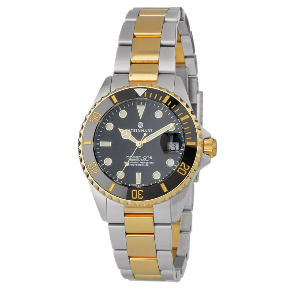 Steinhart Ocean 39 two-tone Men's Diver Watch WR300m Bezel Black-Gold/Dial Black 103-1086