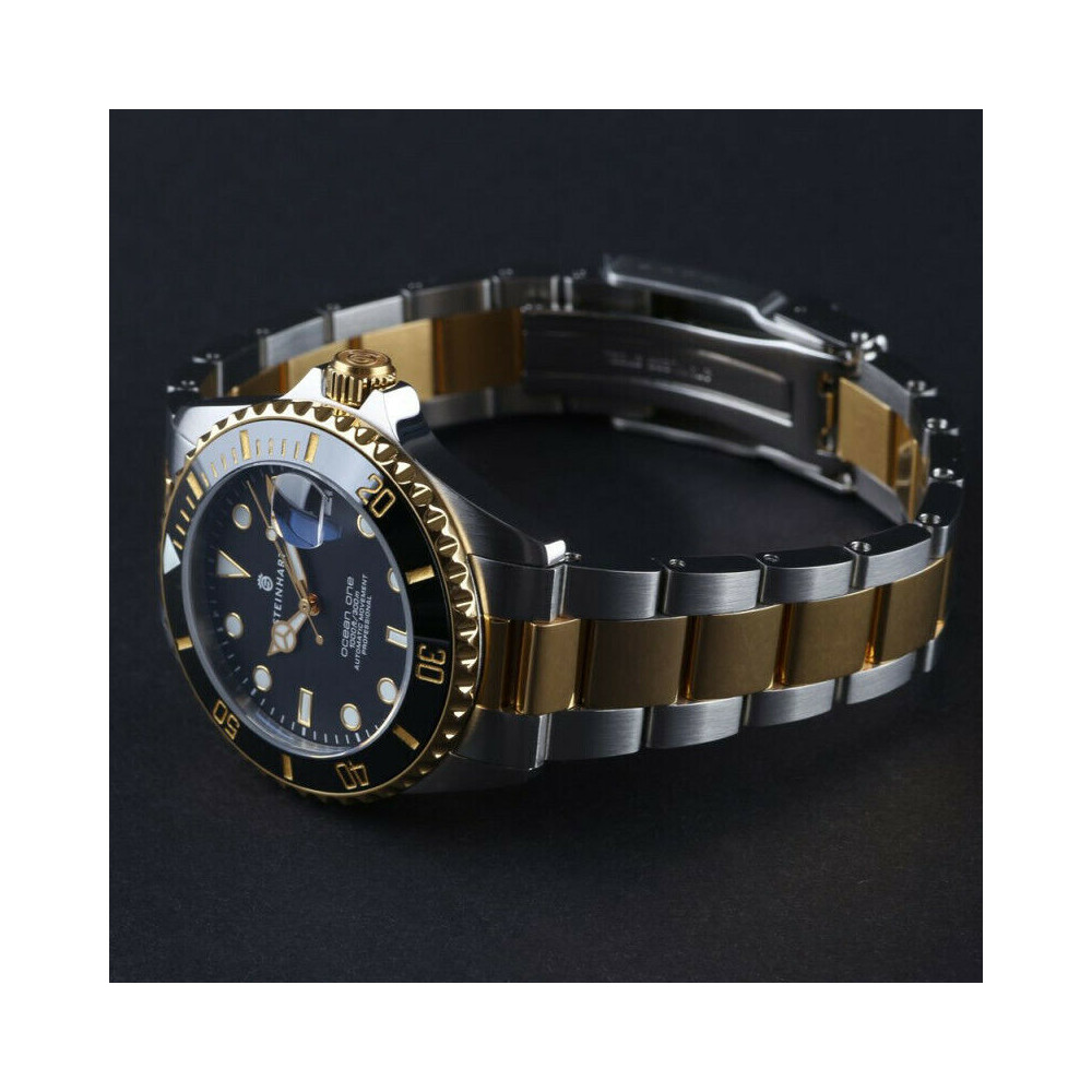 Steinhart Ocean 39 two-tone Men's Diver Watch WR300m Bezel Black-Gold/Dial Black 103-1086