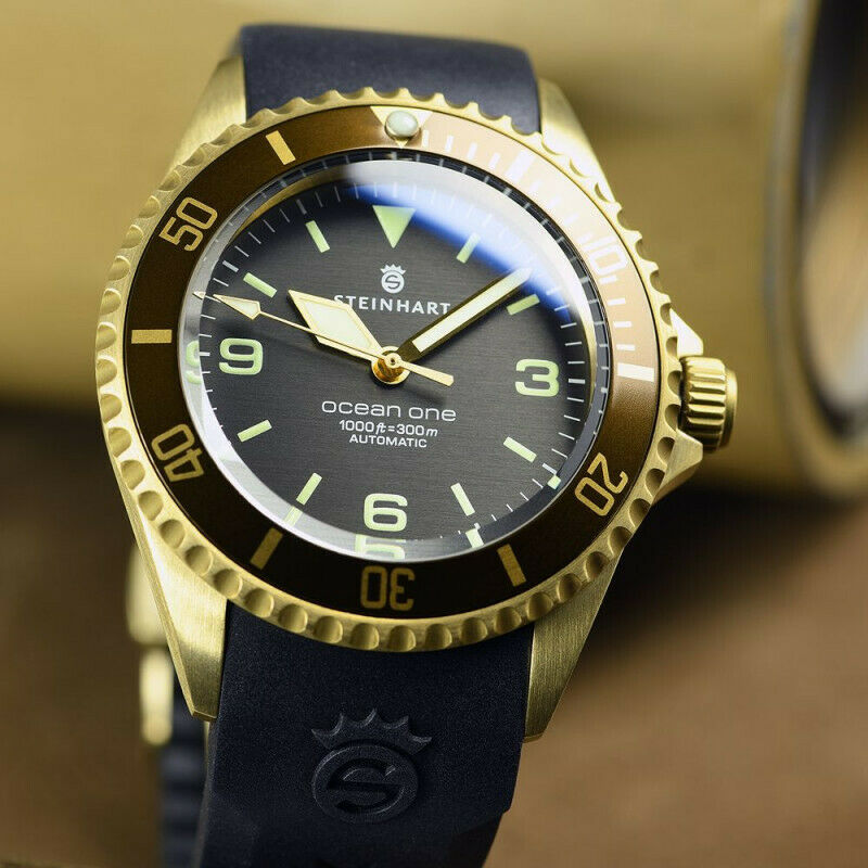 Steinhart Ocean One Bronze Dark Brown 42mm Automatic Swiss Diver Watch 103-0573 Black Silicone Strap