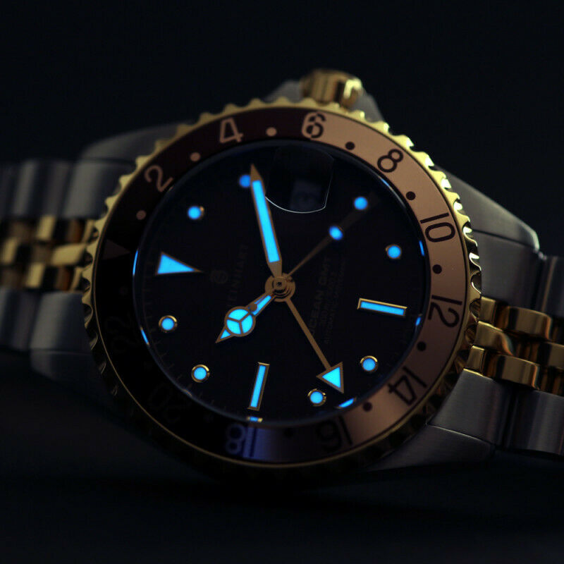 Steinhart Ocean 39mm 2 Tone Chocolate Gold Automatic Swiss Diver Watch 103-1218 - Click Image to Close