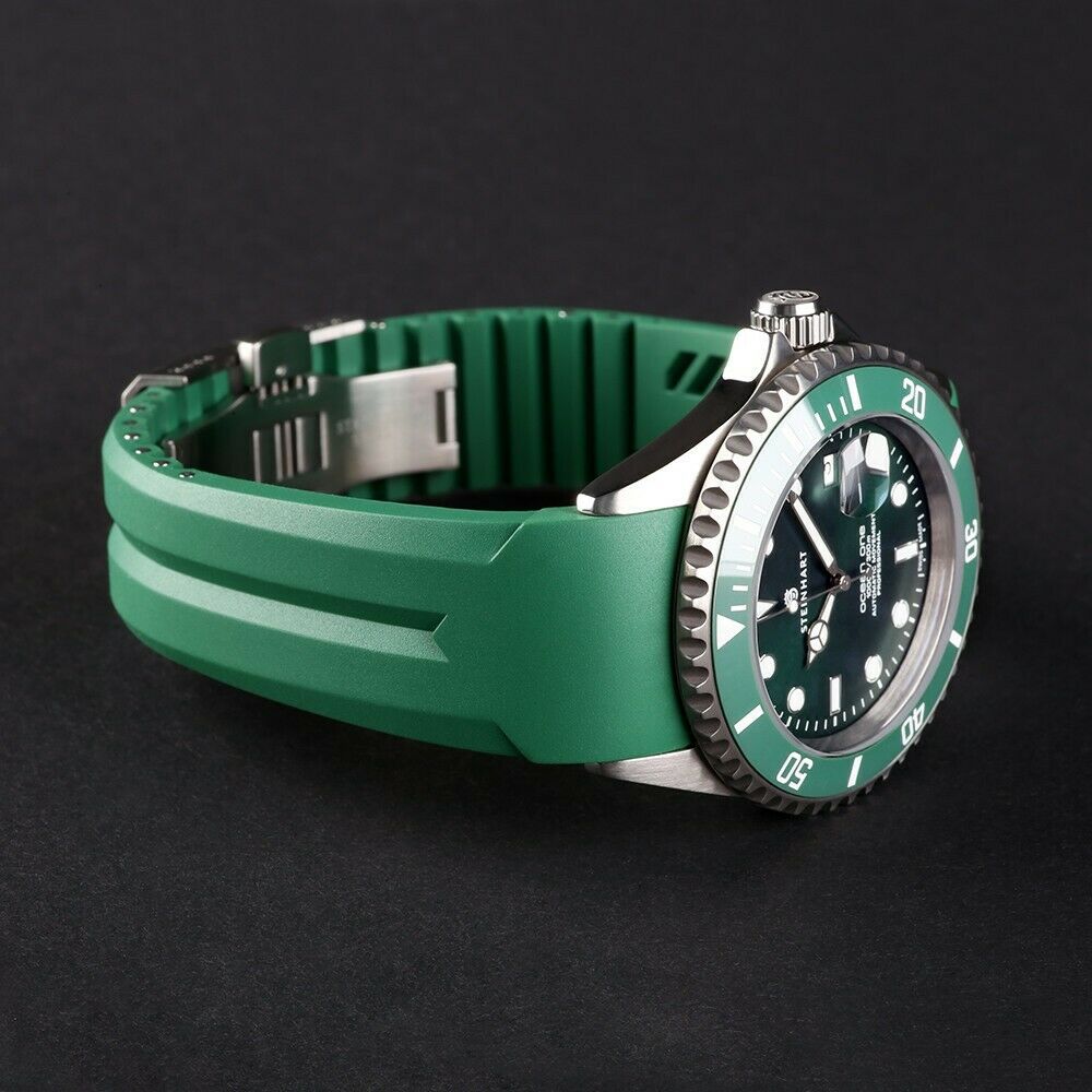 Steinhart OCEAN One Double-GREEN Ceramic premium Men's Diver Watch Green Bezel/Green Dial Silicone Strap 103-1063