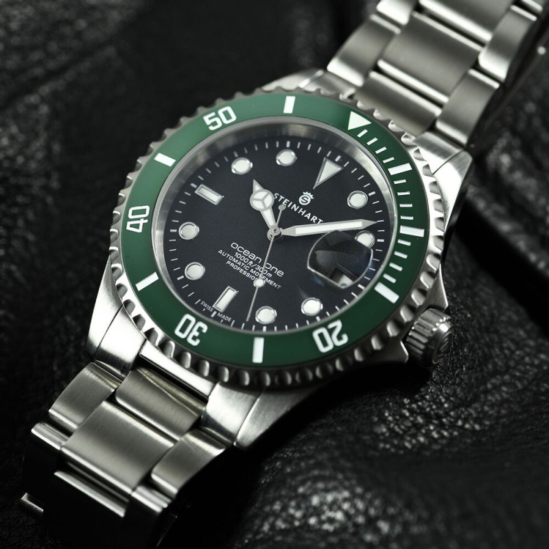 Steinhart Ocean 39 GREEN Ceramic Automatic Men's Diver Watch Green Bezel / Black Dial 103-1044 - Click Image to Close