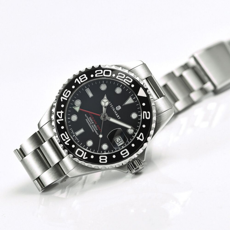 Steinhart Ocean 39 GMT BLACK Automatic Men's Diver Watch Black Bezel / Black Dial 103-1016