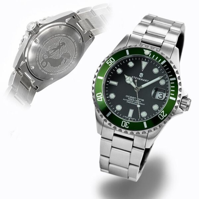 Steinhart Ocean 39 GREEN Automatic Men's Diver Watch Green Bezel / Black Dial 103-0725