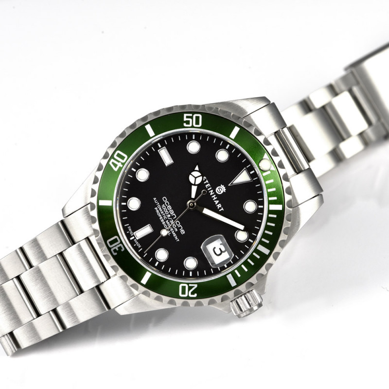 Steinhart Ocean 39 GREEN Automatic Men's Diver Watch Green Bezel / Black Dial 103-0725 - Click Image to Close