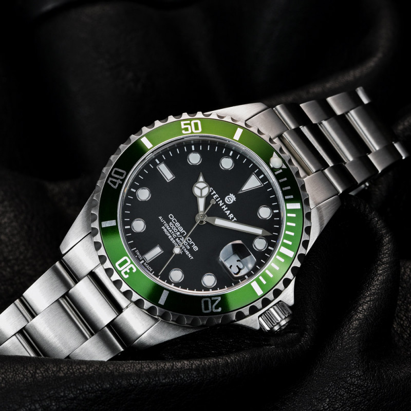 Steinhart Ocean 39 GREEN Automatic Men's Diver Watch Green Bezel / Black Dial 103-0725