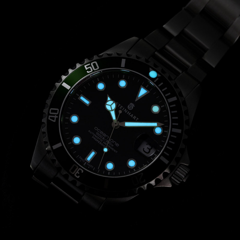 Steinhart Ocean 39 GREEN Automatic Men's Diver Watch Green Bezel / Black Dial 103-0725 - Click Image to Close