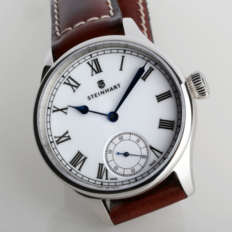 Steinhart Marine Chronometer 42 White Roman Handwinding Men's Watch 105-1310