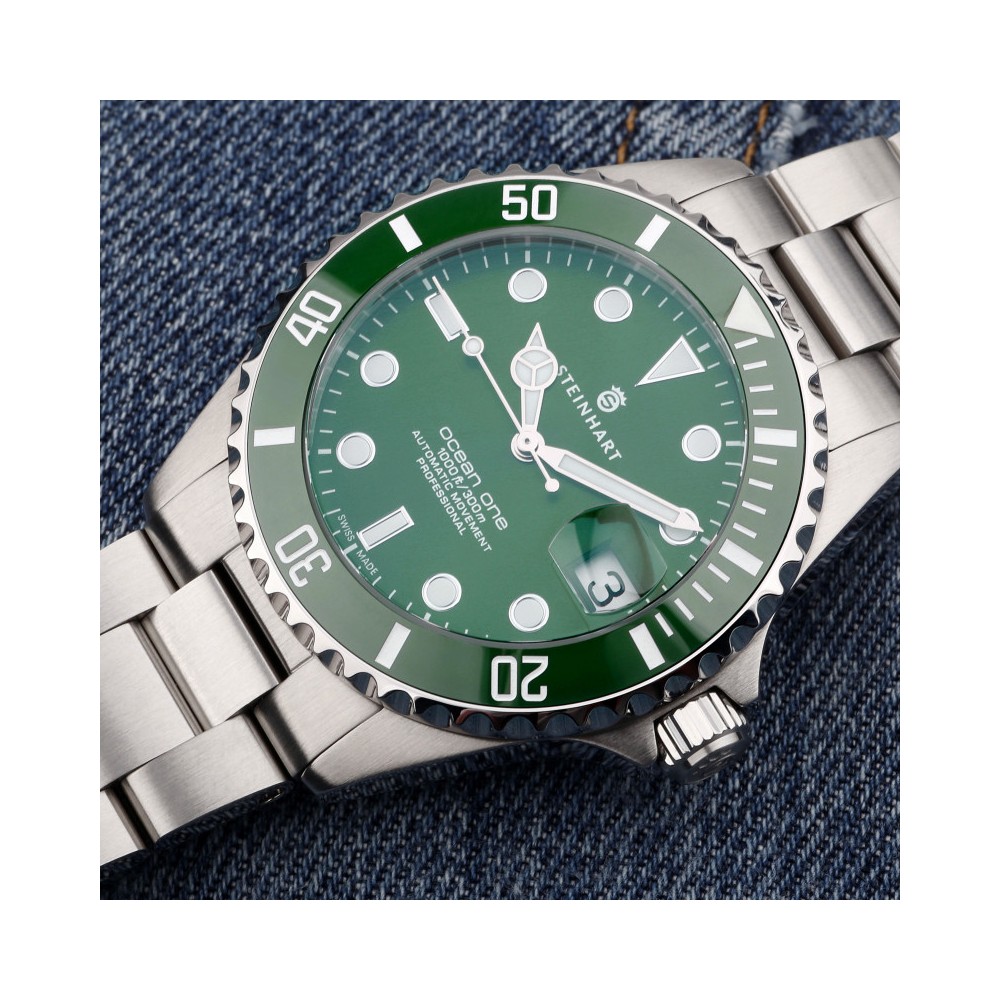 Steinhart Ocean 39 Double-Green Premium Men's Diver Watch WR300m Dial Green 103-1065 - Click Image to Close