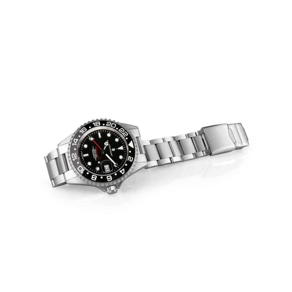 Steinhart GMT Ocean 1 Black 42mm Ceramic Men's Diver Watch WR300 103-0833 - Click Image to Close