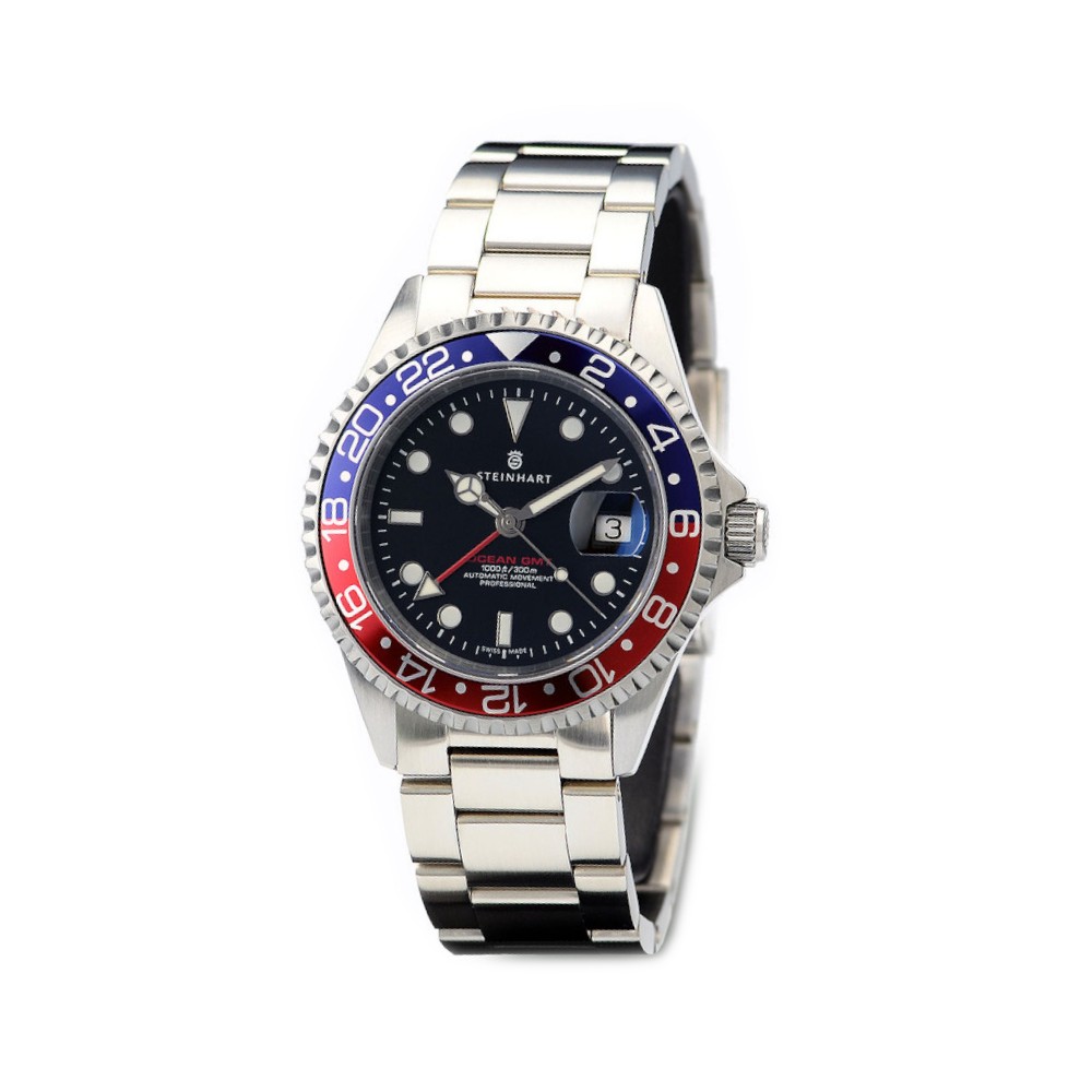 Steinhart Ocean One GMT Blue-Red 42mm Diver Watch Men's WR300 Pepsi 103-0835