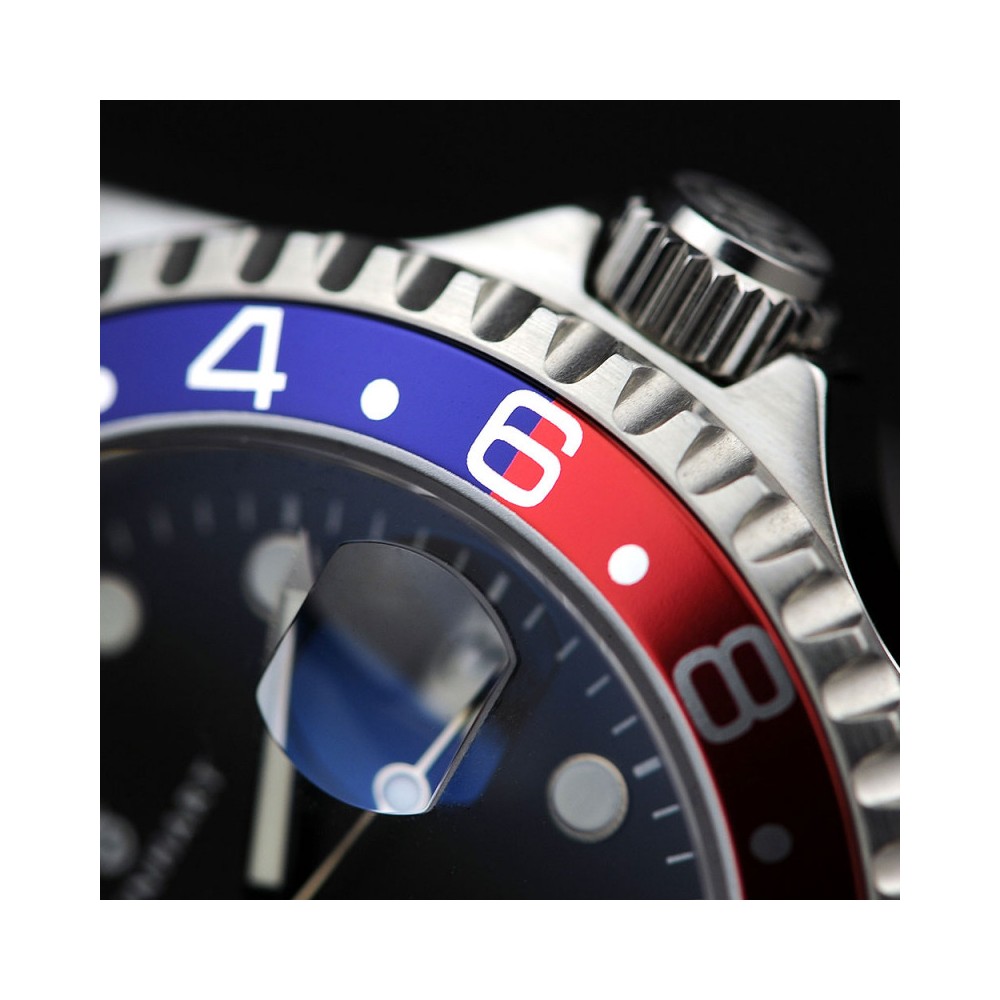 Steinhart Ocean One GMT Blue-Red 42mm Diver Watch Men's WR300 Pepsi 103-0835 - Click Image to Close