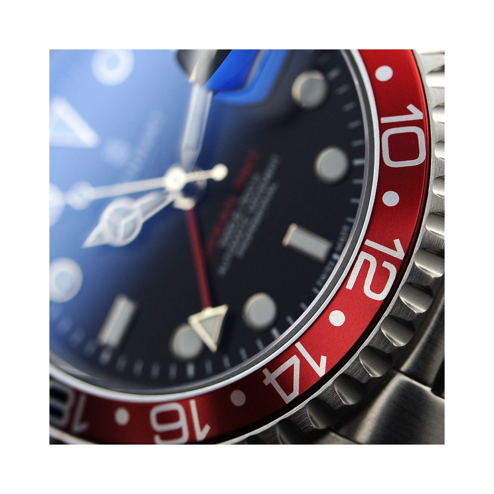 Steinhart Ocean One GMT Blue-Red 42mm Diver Watch Men's WR300 Pepsi 103-0835 - Click Image to Close