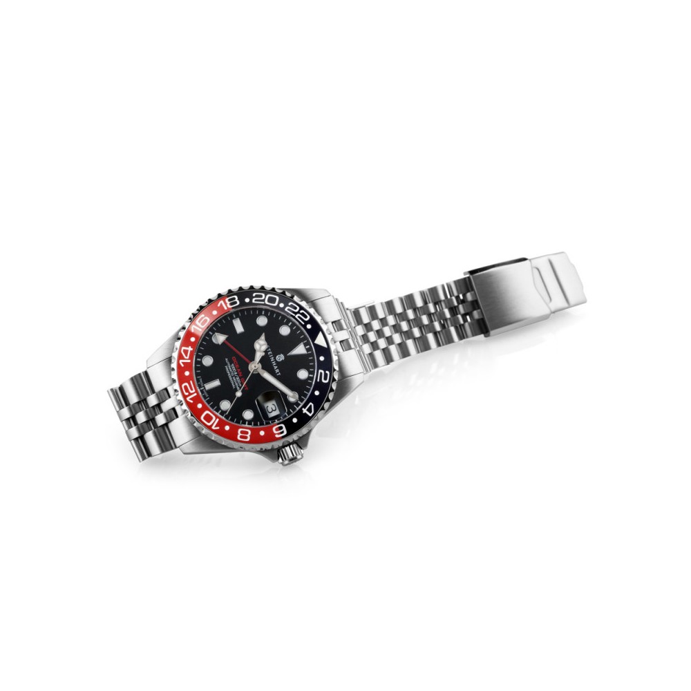 Steinhart Ocean 39 GMT.2 BLACK-RED Ceramic Diver Watch Men's WR300 103-1154 - Click Image to Close