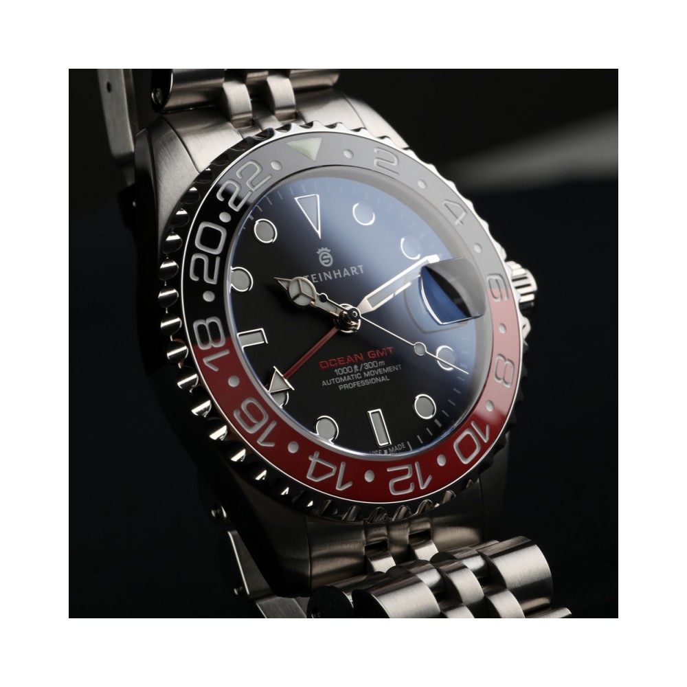 Steinhart Ocean 39 GMT.2 BLACK-RED Ceramic Diver Watch Men's WR300 103-1154