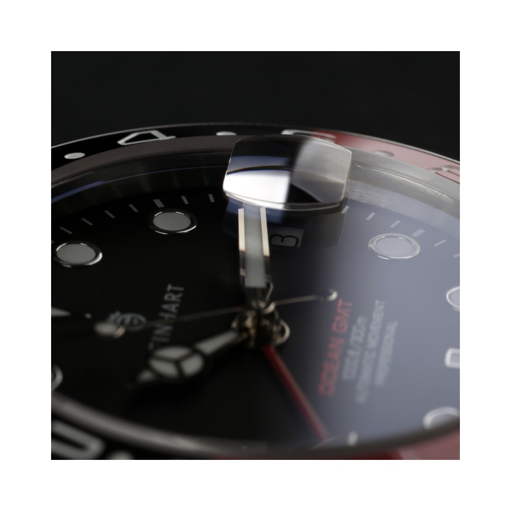 Steinhart Ocean 39 GMT.2 BLACK-RED Ceramic Diver Watch Men's WR300 103-1154 - Click Image to Close