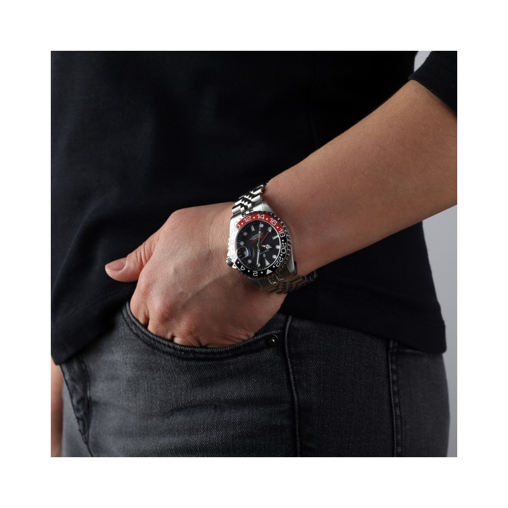 Steinhart Ocean 39 GMT.2 BLACK-RED Ceramic Diver Watch Men's WR300 103-1154 - Click Image to Close