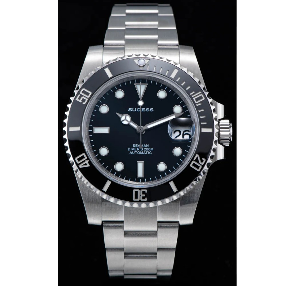Sugess Sub Black Homage 40mm Automatic Seiko NH35A WR200 Men's Diver Watch - Click Image to Close