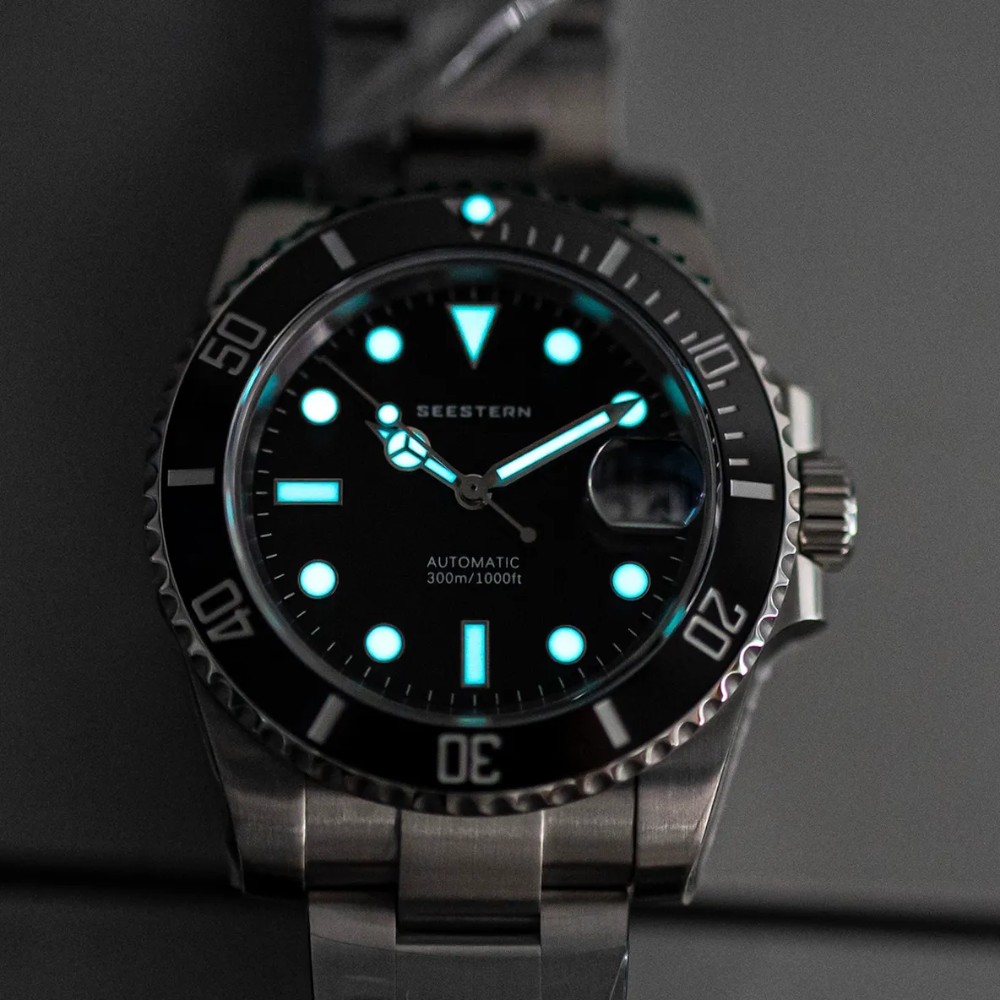 Sugess Sub Black Homage 40mm Automatic Seiko NH35A WR200 Men's Diver Watch - Click Image to Close