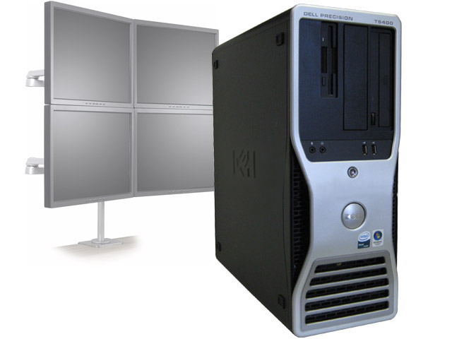 Dell Precision T5400 Quad Core 4 Monitor Trading Desktop PC