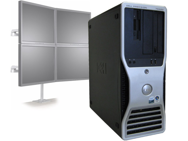 Dell Precision T5400 Quad Core 4 Monitor Trading Desktop PC - Click Image to Close