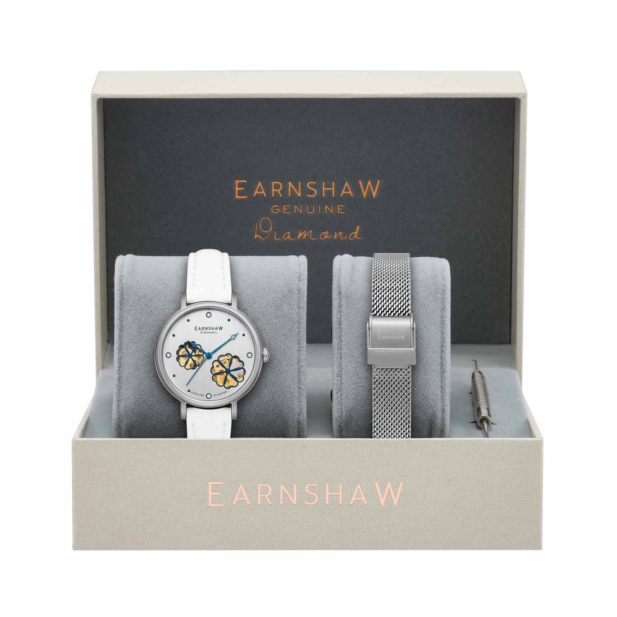 Thomas Earnshaw 34mm Women's Automatic Watch NIGHTINGALE DIAMOND ES-8158-01 - Click Image to Close