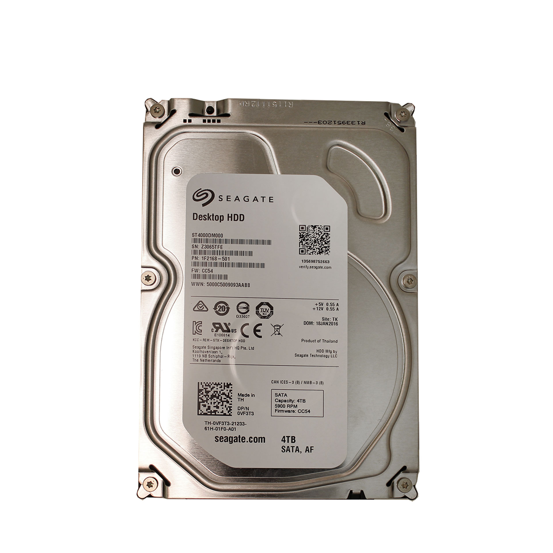 Dell/Seagate 4TB Desktop SATA III 3.5" HDD ST4000DM000 VF3T3 - Click Image to Close