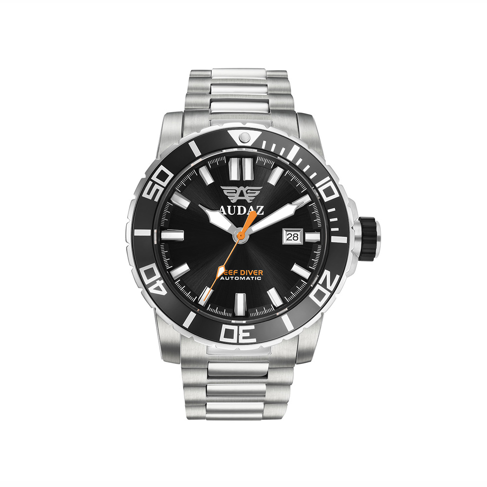 Audaz Reef Diver Black Sunray Men's Diver Automatic Watch 45mm ADZ-2040-01 - Click Image to Close