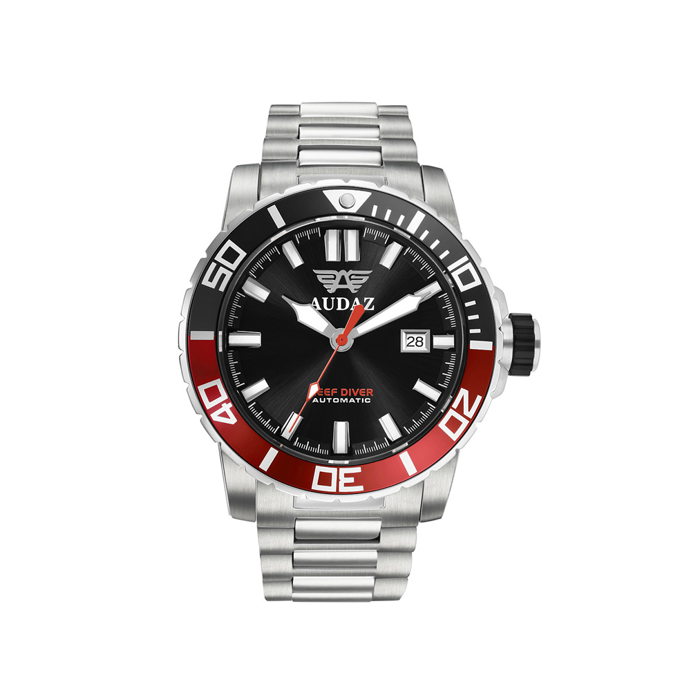 Audaz Reef Diver Black Sunray Men's Diver Automatic Watch 45mm ADZ-2040-05 - Click Image to Close