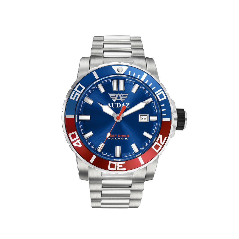 Audaz Reef Diver Blue Sunray Men's Diver Automatic Watch 45mm ADZ-2040-04 - Click Image to Close