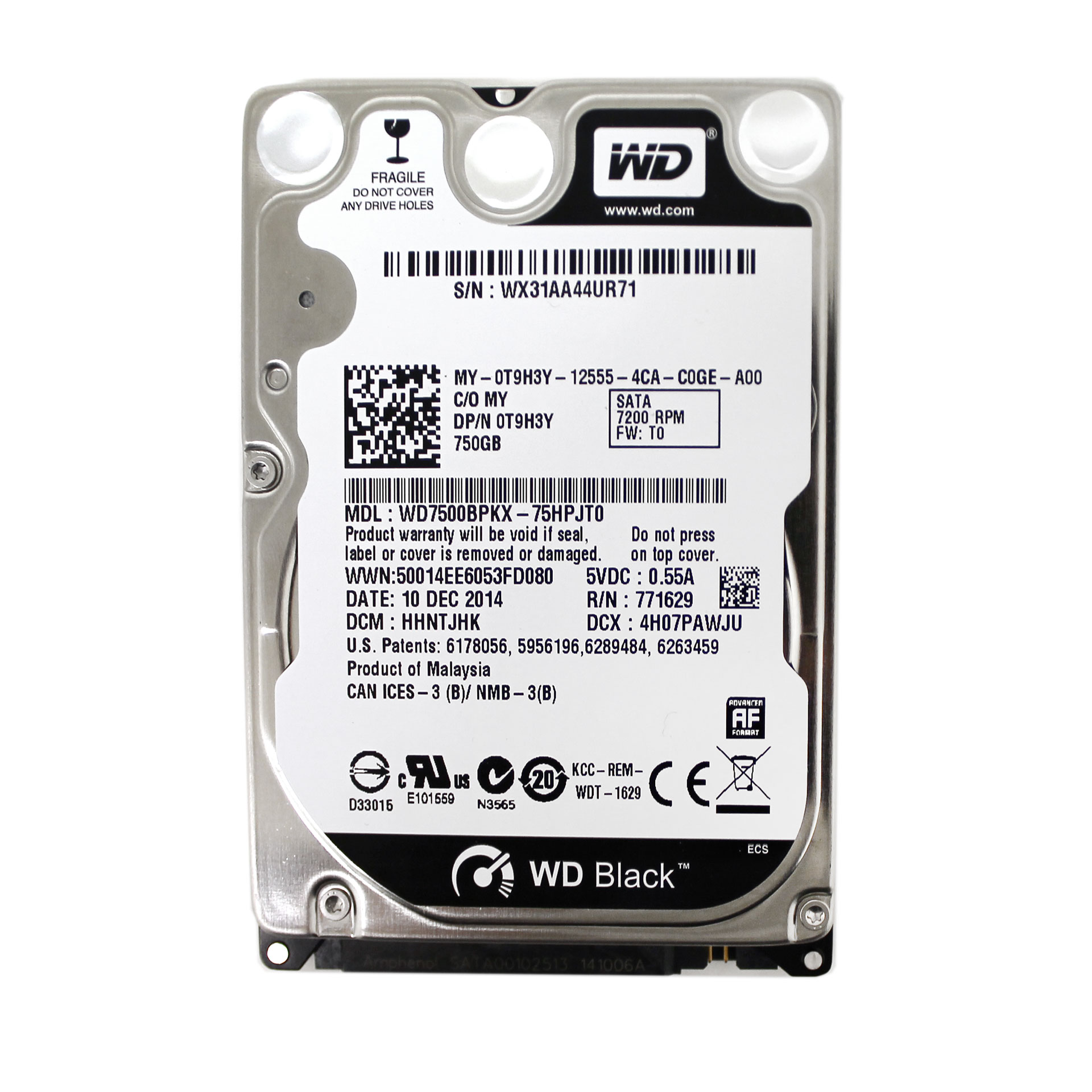 WD Black 750GB WD7500BPKX 7200RPM SATA 6 Gb/s 16MB 2.5" HDD - Click Image to Close