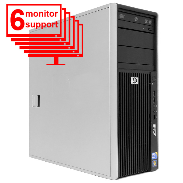 HP Z400 6 Monitor Workstation 2.53Ghz W3505 6GB 250GB Win10 - Click Image to Close