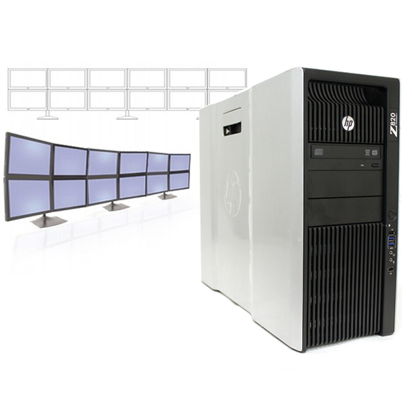 HP Z820 12 Monitor Video Wall Intel E5-2640 2.5 GHz 2x250GB HDD - Click Image to Close