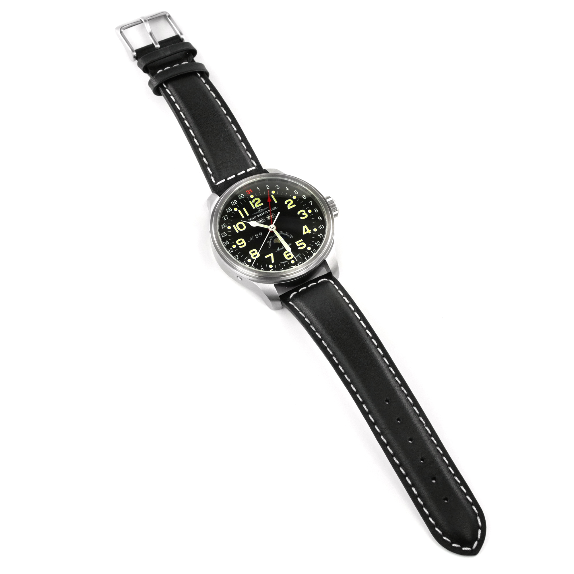 Zeno-Watch Basel OS Pilot full calendar Swiss Men's Watch 47.5mm 3ATM 8900-a1 - Click Image to Close