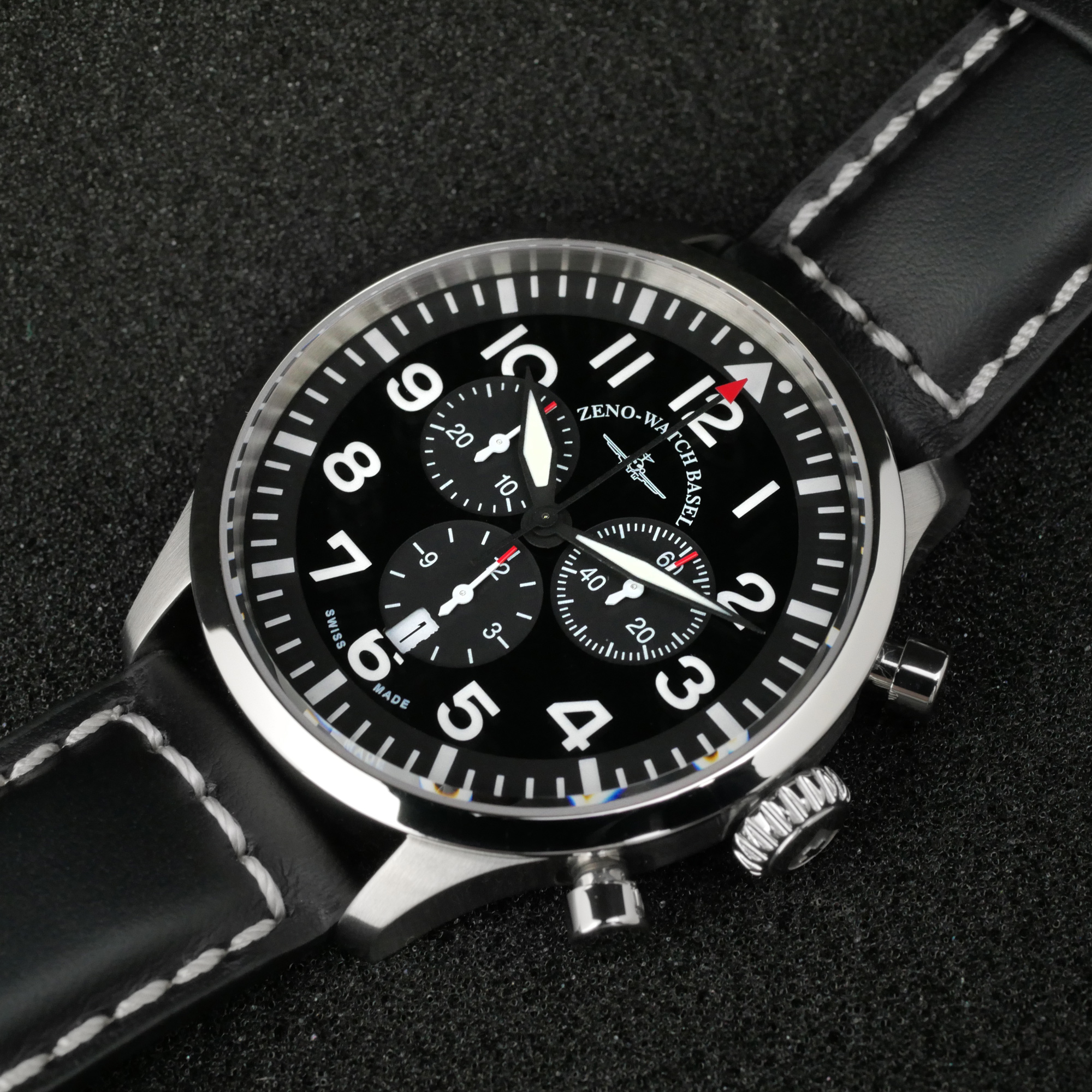 Zeno-Watch Basel Navigator NG Chronograph Black Swiss Men's Watch 44mm 5ATM 6569-5030Q-a1 - Click Image to Close
