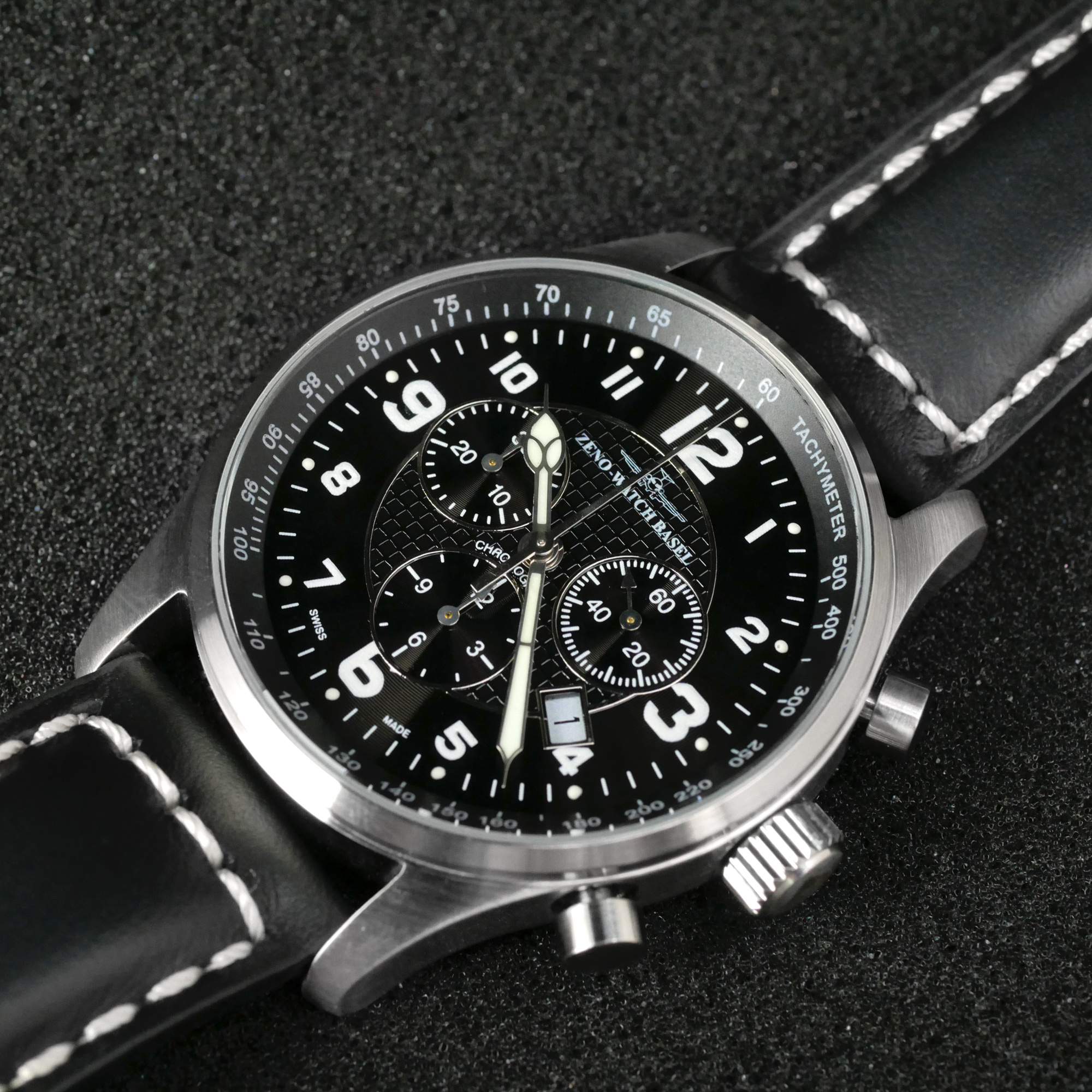 Zeno-Watch Basel Tachymeter Quartz Chronograph Swiss Men's Watch 42mm 5ATM 4013-5030Q-h1 - Click Image to Close