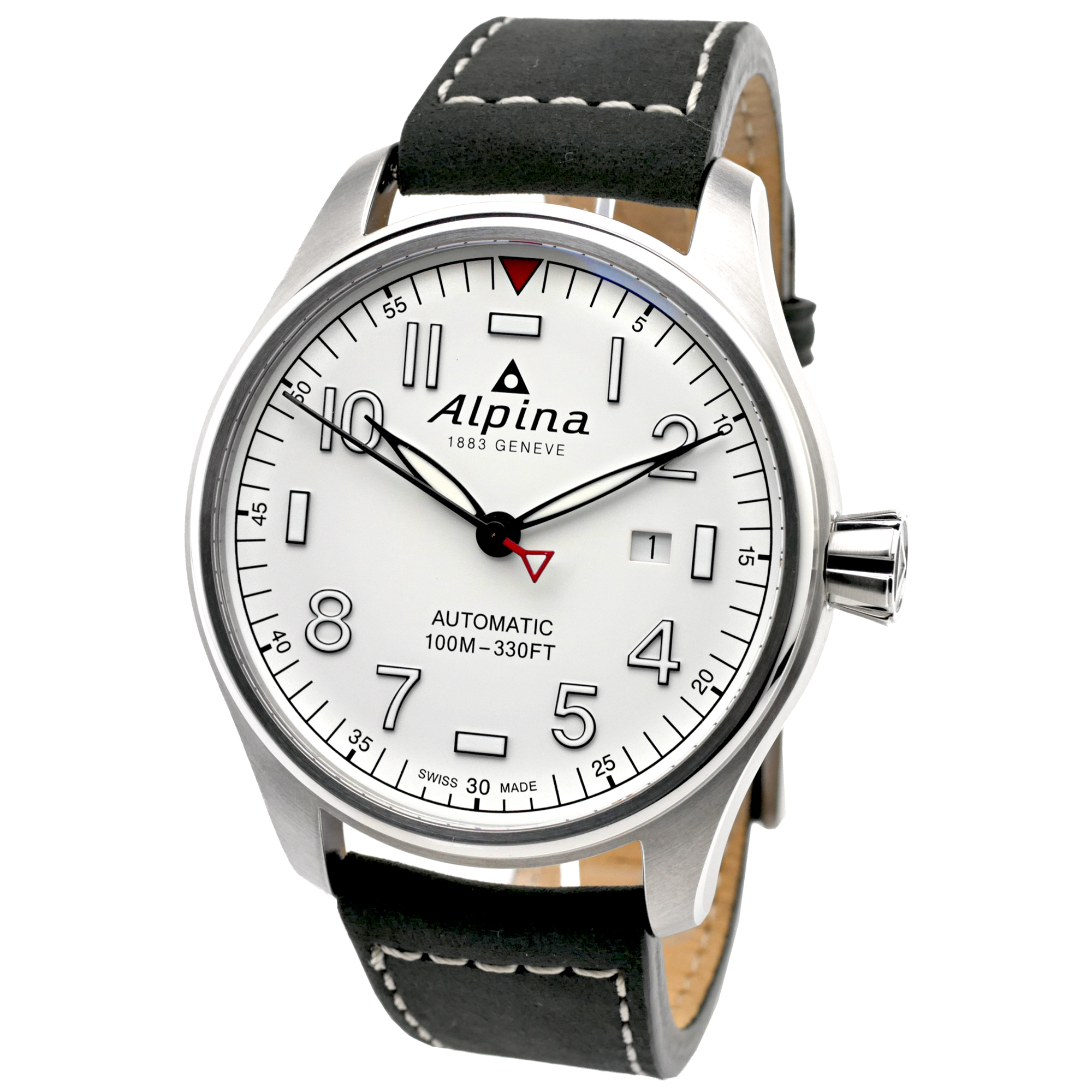 Alpina Startimer Pilot Automatic Men's Watch White Dial / Black Leather AL-525S4S6
