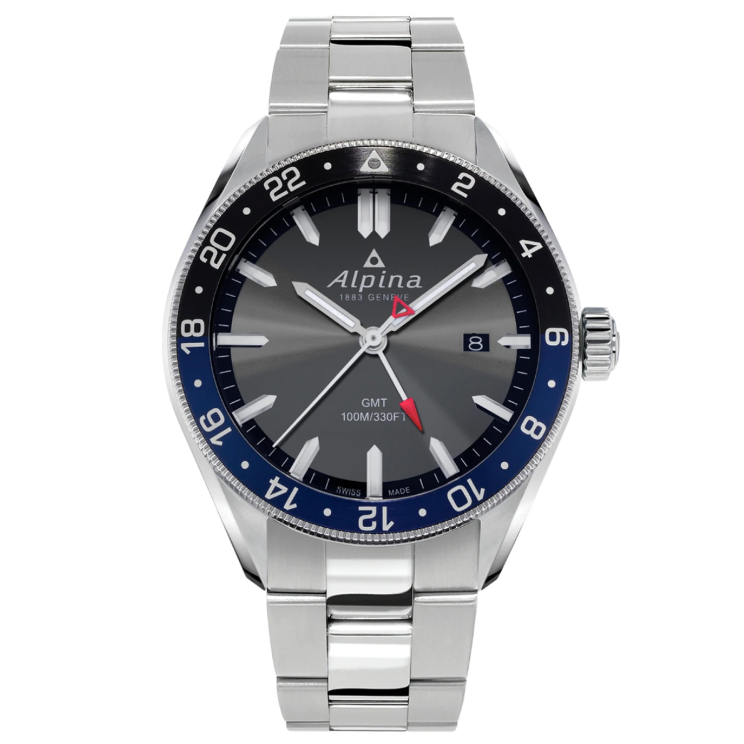 Alpina 1883 Geneve Alpiner GMT Dark Grey / Bracelet Men's Watch AL-247GB4E6B