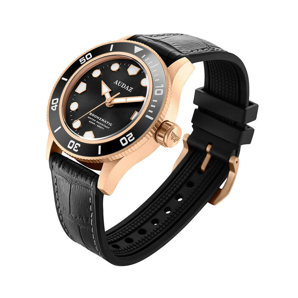Audaz Bronzmatic Black Dial Men's Diver Automatic Watch 42mm ADZ-2065-01 - Click Image to Close