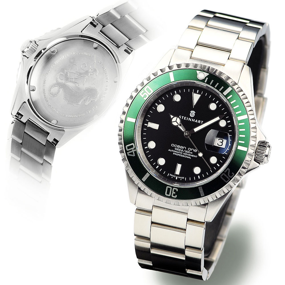 Steinhart Ocean 1 One 42mm Green Swiss Automatic Men's Watch 103-0919 - Click Image to Close