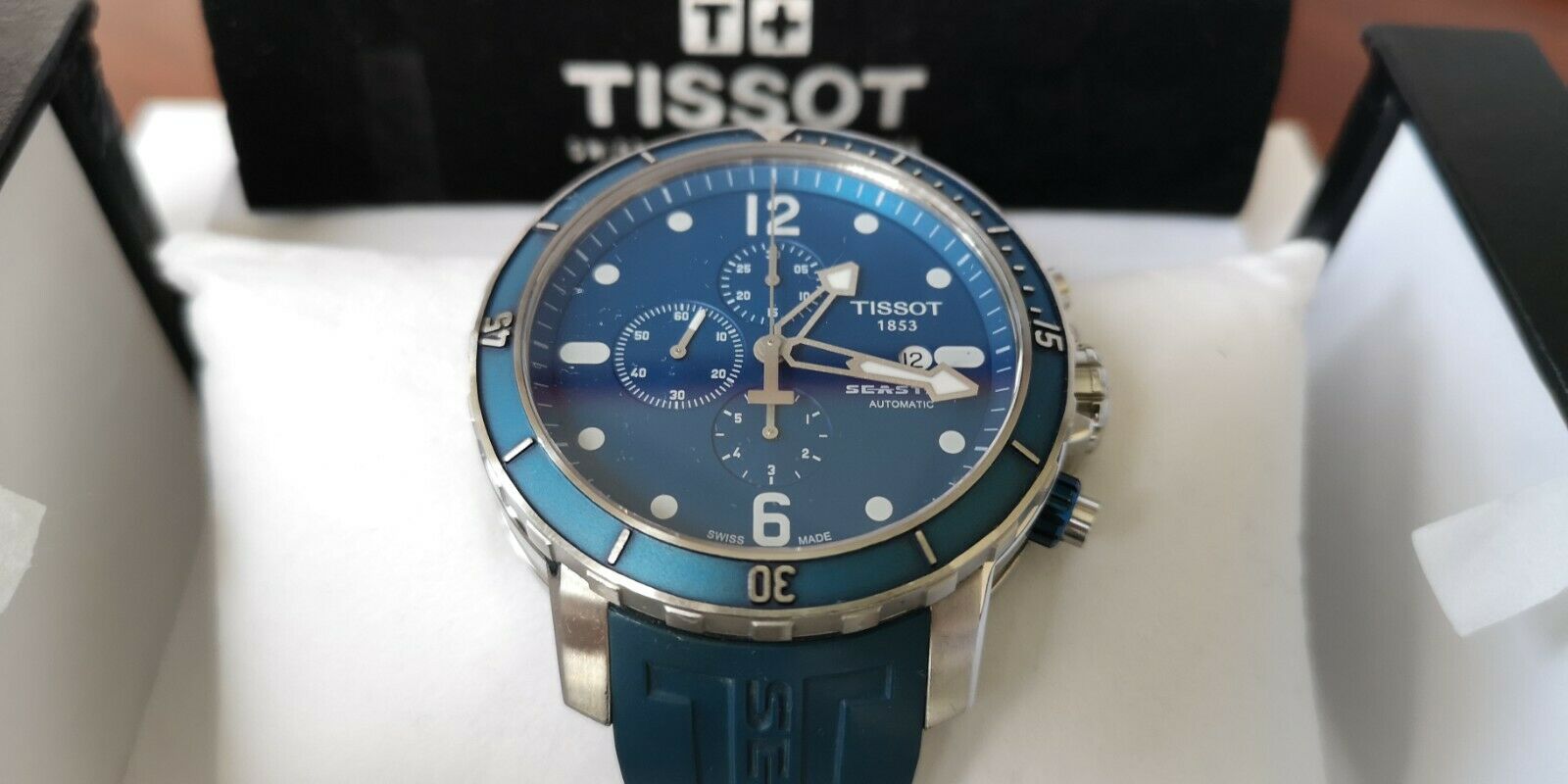 Tissot Seastar T066427A Automatic Chronograph Diver Blue Men's Watch 48mm